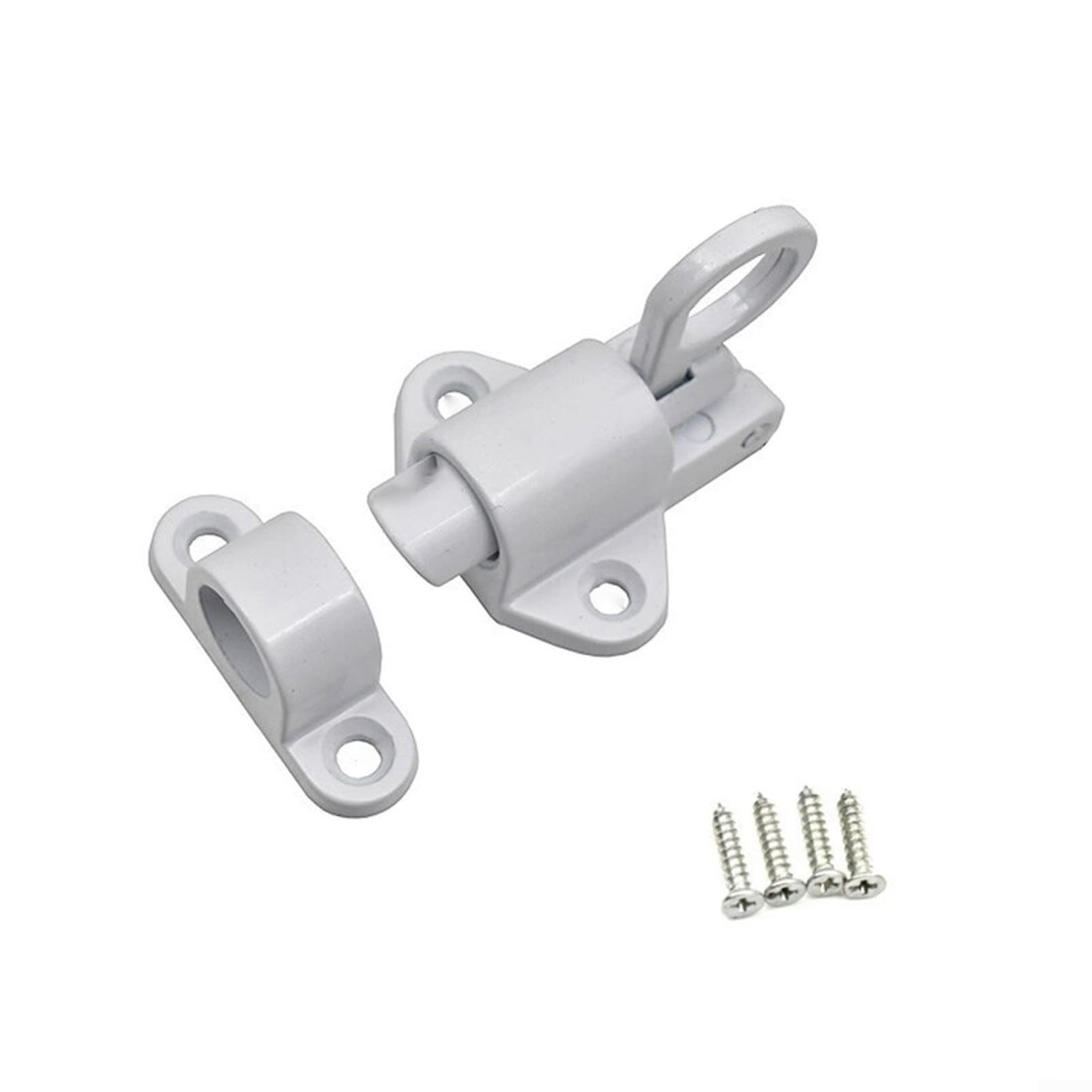 Spring Door Lock Self-Closing Latch, Aluminium Alloy Automatic Gate & Sash Lock, White, Includes Spring Bolt & Screws 9016109799111