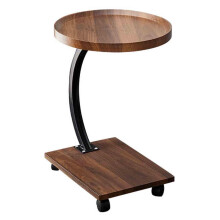 C Shape Side Table with Black Metal Frame and Wheels for Living Room, Bedroom, Office, and Patio Furniture