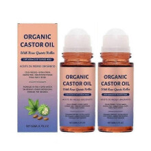 (2pcs) 1-3X Organic Golden Castor Oil Roll-On with Rose Quartz | 100% Pure for Skin 50ML 2025