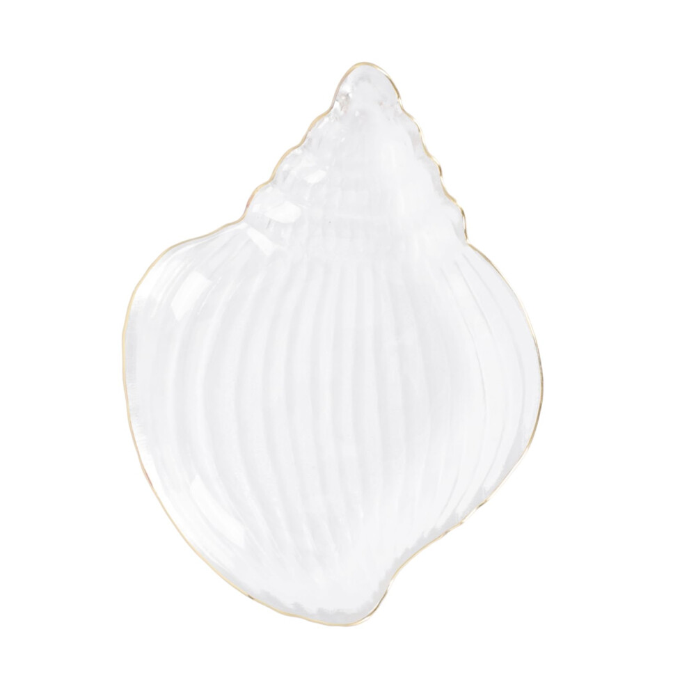 Elegant Glass Plate Cake Storage Tray for Parties, Creative Conch Shape Dessert Holder, 12-inch Fruit Serving Bowl-image-OPC-PKFCTFM-NEW