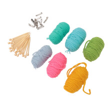 Mini Knitting Tools Set with 8cm Needles & 6 Color Yarns for Household Use
