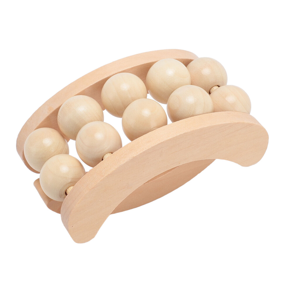 Wooden Massage Ball Roller with 10 Beads for Deep Tissue Relief, Handheld Back Neck Foot Massager