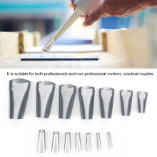 14pcs Stainless Steel Caulking Nozzles Set, 5-35mm, Silver