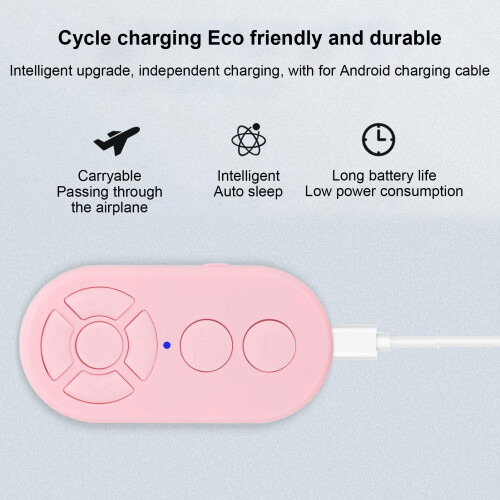 Type C Rechargeable Bluetooth Selfie Button Pink 10m / 32.8ft Wireless Remote 2