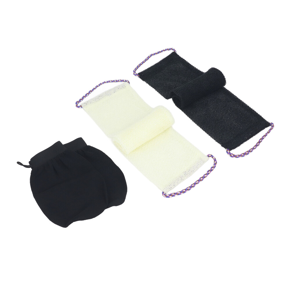 Black/Beige African Net Bath Sponge Nylon Body Exfoliating Back Scrubber