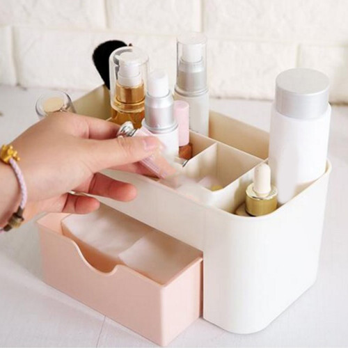 Wide Plastic Cosmetic Organizer with Drawer Elegant Jewelry Storage Solution 2