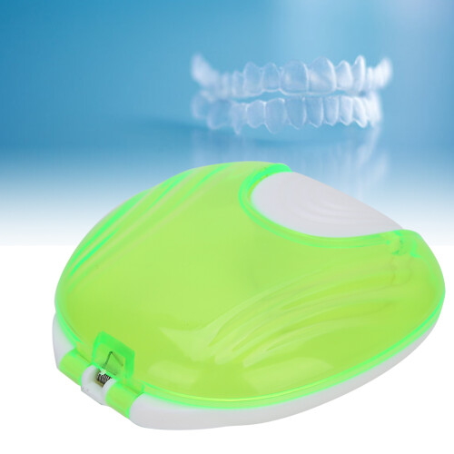 Portable Green Orthodontic Retainer Case Waterproof Denture Storage Container 2