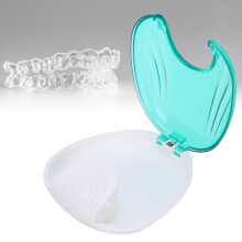 Portable Blue Orthodontic Retainer Case Waterproof Denture Storage Container