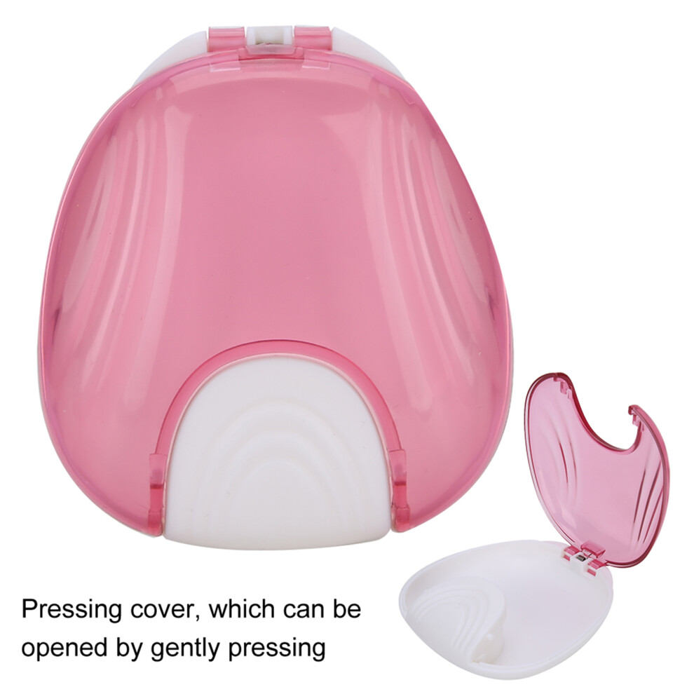 Pink Portable Orthodontic Retainer Case Waterproof Denture Storage Container