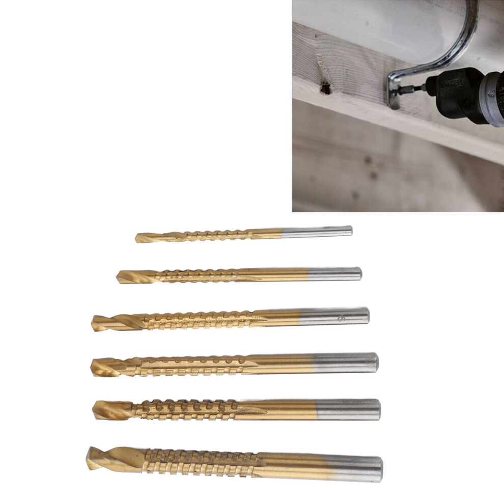 6-Piece Serrated Twist Drill Bit Set 3-8Mm For Wood Pvc Plastic 8491349034535