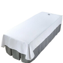 Massage Bed Cover Sheet with Face Hole, Reusable Polyester Cotton Spa Couch Sheet 80x200cm, Anti-Wrinkle White Cover