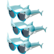 3 Pairs Shark Sunglasses Funny Shark Eyeglasses Novelty Costume Sunglasses for Boys Girls Birthday Ocean Theme Party Decoration Photo Props Toys