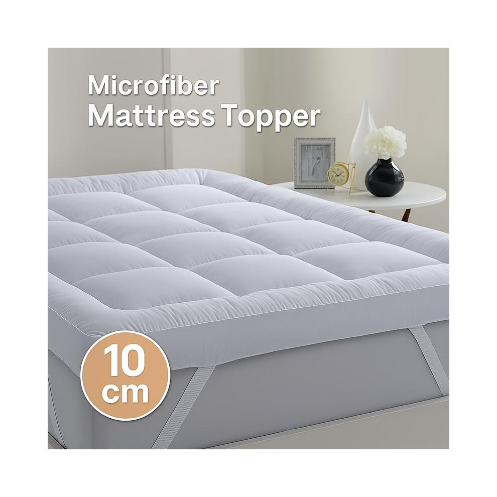(Small Double: 120 x 190 cm) 10cm Deep Microfibre Mattress Topper â Extra Comfort & Support | Breathable, Hypoallergenic & Washable â All UK Bed S-image-OPC-PKFD5MS-NEW