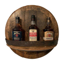 Bourbon Whiskey Barrel Shelf Wall Mounted Vintage Round Wine Rack Family Kitchen