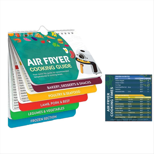 1 foglio magnetico per friggitrice ad aria, con magneti per friggitrice ad aria, guida per la cottura (lingua italiana non garantita), guida ai tempi di cottura, libri di cucina accessori per