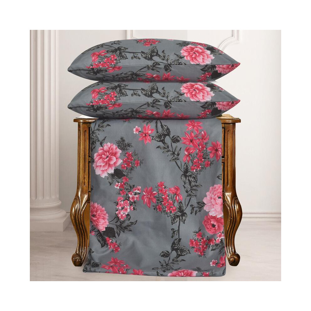 (Blossom Pink, KING) Luxury 4PCS Complete Printed Bedding Set, 1x Duvet Cover 1x Matching Deep Fitted Sheet and 2x Pillowcase Reversible Microfibre Qu-image-OPC-PKFD9G5-NEW