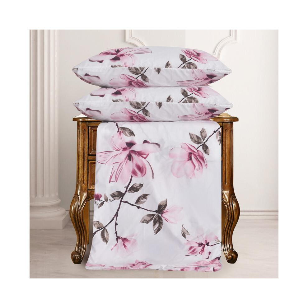 (Spring Pink, KING) Luxury 4PCS Complete Printed Bedding Set, 1x Duvet Cover 1x Matching Deep Fitted Sheet and 2x Pillowcase Reversible Microfibre Qui-image-OPC-PKFD9JJ-NEW