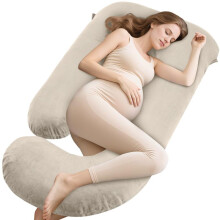 (Champagne) Grandma Shark Pregnancy Pillow J-shaped Full Body Support Maternity Pillow with Removable Pillowcase for Pregnant Women's Comfort