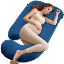 (Navy Blue&Light Grey) Grandma Shark Pregnancy Pillow J-shaped Full Body Support Maternity Pillow with Removable Pillowcase for Pregnant Women's Comfort