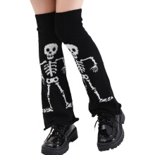 Punk Women Flared Leg Warmers Gothic Skull Skeleton Knit Over