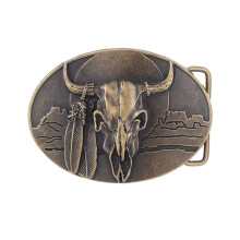 Ethnic Carved Bull Head Buckle for Men Women Belt Metallic Belt