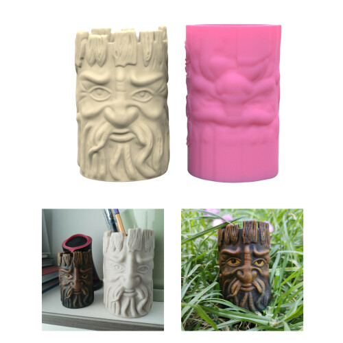 Tree Stump Elder Shape Silicone Flowerpot Mold Suitable for 1