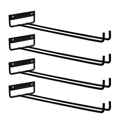 4 Pieces Under Cabinet Wine Glass Hanger Sturdy Iron