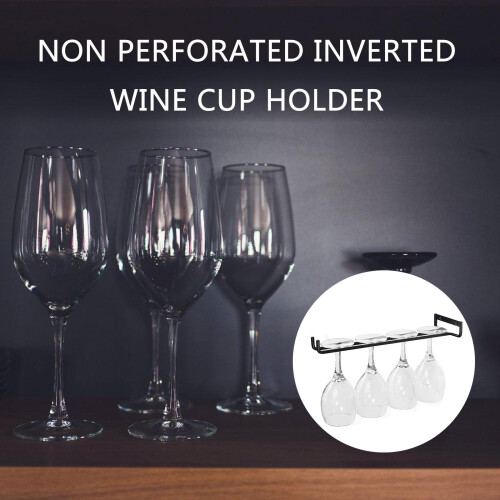 4 Pieces Under Cabinet Wine Glass Hanger Sturdy Iron 1