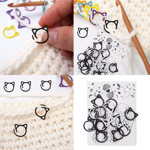 24Pcs Cats Shaped Knitting Markers Locking Stitching Markers for 1