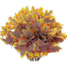 Artificial Maple Leaves Branches Autumn Leaves 5 Bundles Fall Decorations Outdoor Uv Resistant Gree