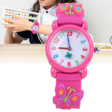 Zierliche Cartoon-Wasserfeste Kinderuhr – Kinderarmbanduhr Geschenk Rose Rot