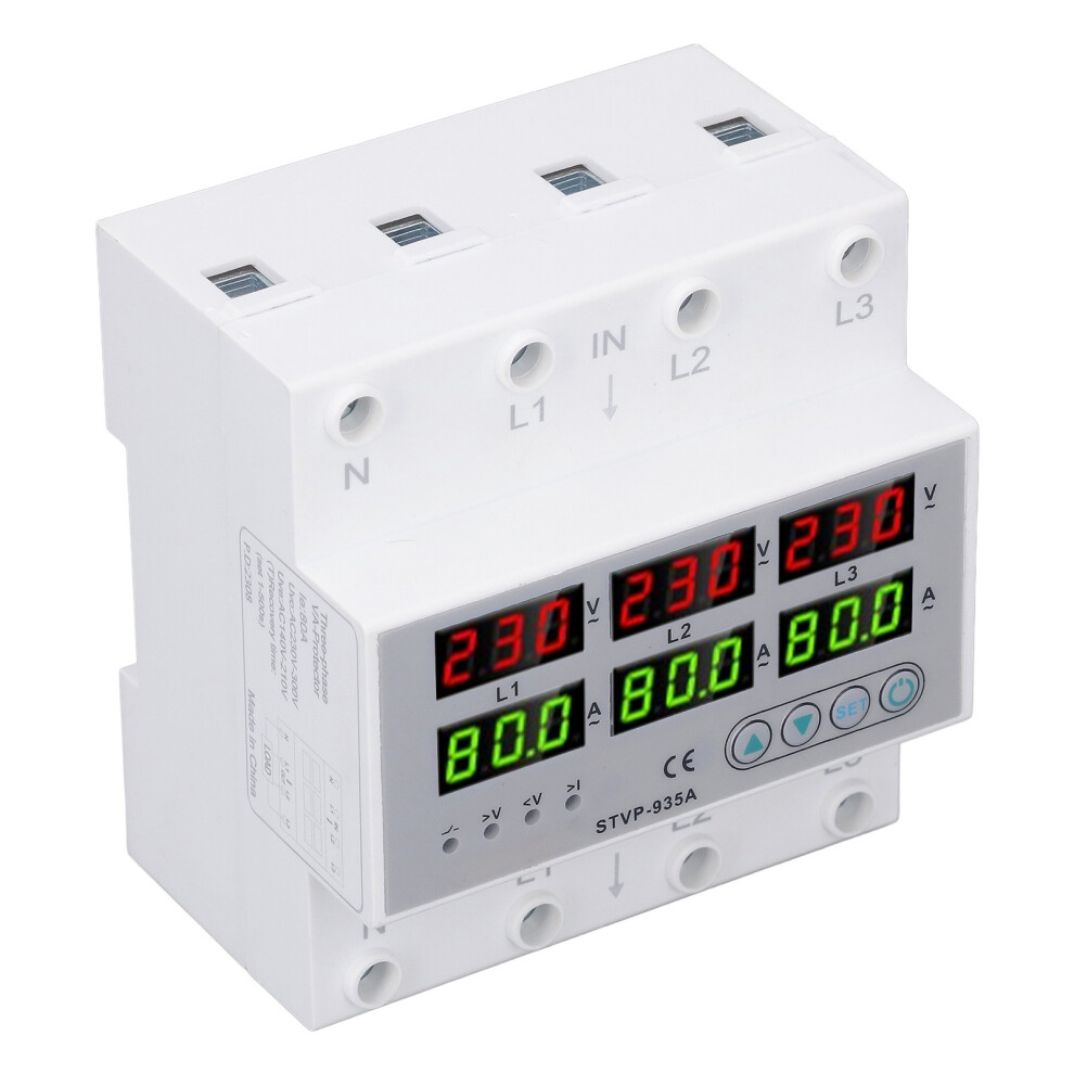 80A 3-Phase Auto Reset Over Under Voltage Protector Din Rail 220V/380V 3781349046542