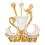 SwanBaseForkHolderSet 6F 13.8x13.3cm Gold Weiß 1