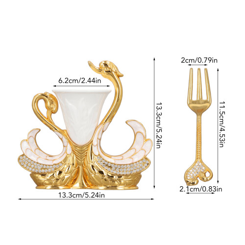 SwanBaseForkHolderSet 6F 13.8x13.3cm Gold Weiß 1
