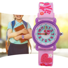 Kinderwasserdichte PVC-Armbanduhr mit Quarzwerk PE21, Lila