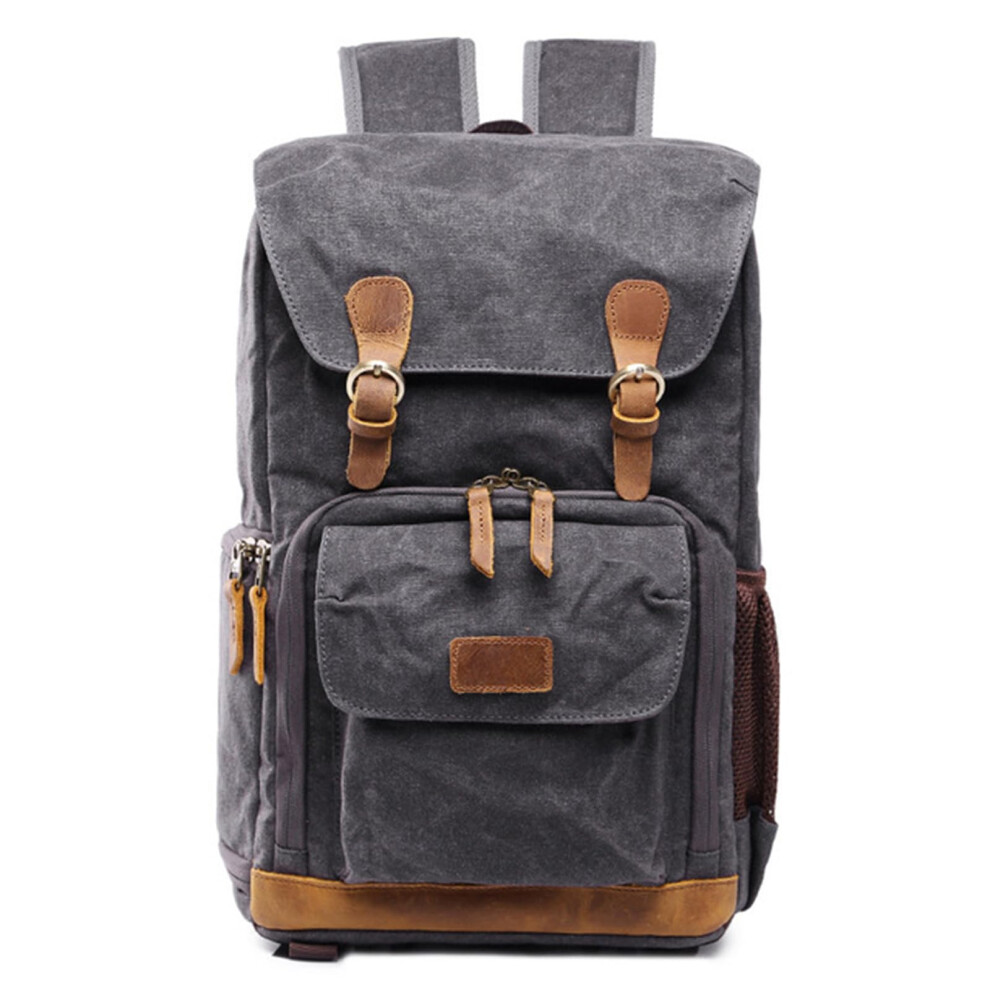 Wear-Resistant Camera Bag Batik Canvas Large Capacity Photography Backpack For Dslr And Mirrorless Cameras Dark/Grey 9084446871814