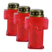 3pcs Flameless Cemetery Candle Light Jesus Cross Design Battery Operated Outdoor Memorial Lights for Gardens and Churches