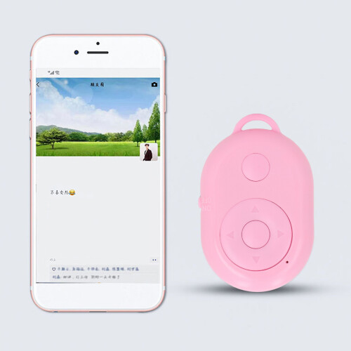 Pink Bluetooth Remote Control Selfie Clicker, 10m, USB-C Charge