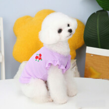Camiseta para perro con mangas volantes morado M poliéster