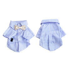 Blau gestreiftes Hundeshirt Größe M atmungsaktives Polyester Schleife