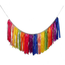 Wedding Satin Ribbon Bunting Banner Tassel Garland Wedding Decor Rainbow