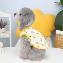 Beige Hundeweste mit Zitronenmuster, atmungsaktive Baumwolle, Größe S