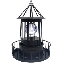 Led Solar Powered Lighthouse, 360 Degree Rotating Lamp Courtyard Decoration Waterproof Garden Smoke Towers Statue Lights for Outdoor Garden Pathway Pa