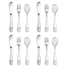 12pieces Kids Silverware Set Children's Safe Stainless Steel Utensil Kids Cutlery Set Metal Toddler