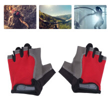 Outdoor Halbfinger-Handschuhe für Radfahren und Klettern, Schwarz/Rot/Grau, Größe L