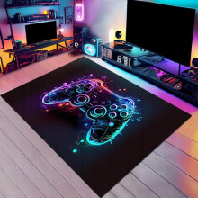 Gaming Area Rug 3D Gamepad Design for Teen Boys, 80x120 cm Multi-Color Carpet for Game Room, Playroom, Bedroom