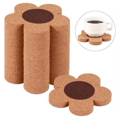 12Pcs Flower Style Cork Coasters Set Thick Cork Drink Coasters 1
