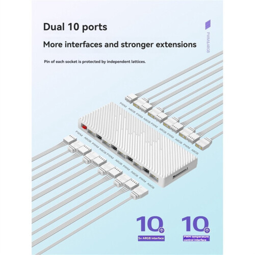 ARGB/PWM Hub Διπλές 10 θύρες επέκτασης Ελεγκτής ARGB Λευκό 2