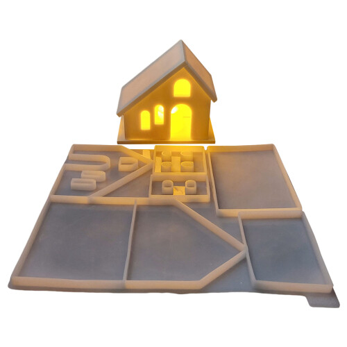 Handcraft Silicone Mould for Assembling Charm Candlelight House 1