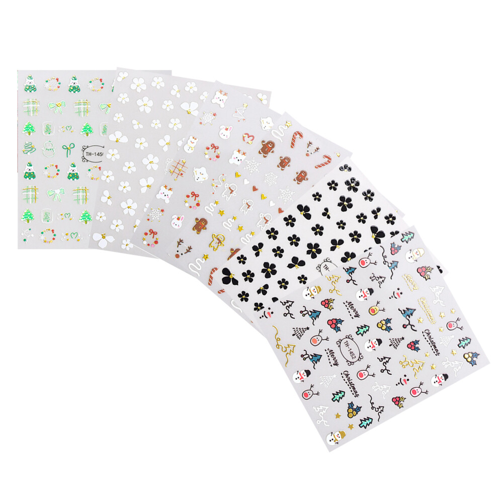 6 Sheets Snowman Nail Decals Snowflake Nail Sticker Christmas